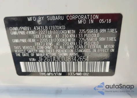 2018 Subaru Crosstrek 2.0I Limited из США, поврежденный, VIN JF2GTAJC0J8342654